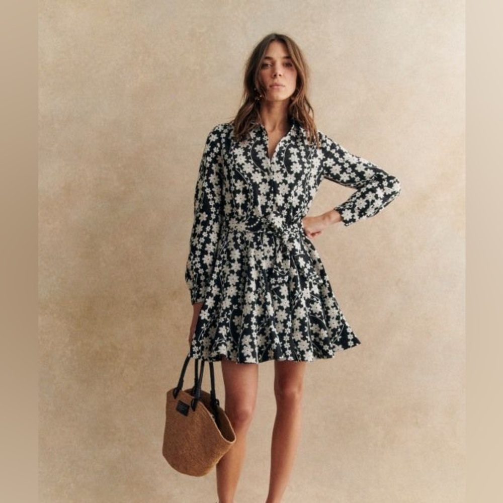 Sézane Sol Dress in Black and Ecru